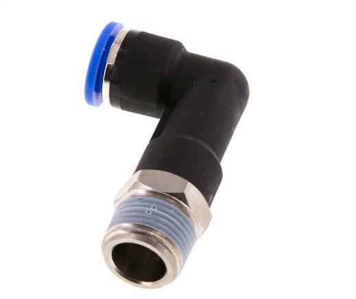 10mm x R3/8'' 90deg Winkel-Steckverschraubung mit Außengewinde Messing/PA 66 NBR langer Körper drehbar [2 Stück]