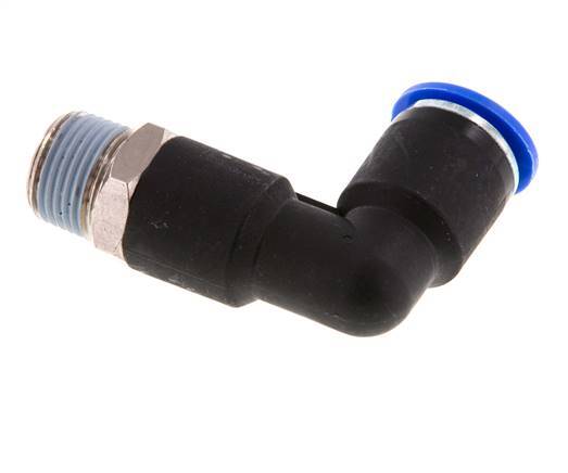 12mm x R3/8'' 90deg Winkel-Steckverschraubung mit Außengewinde Messing/PA 66 NBR langer Körper drehbar [2 Stück]