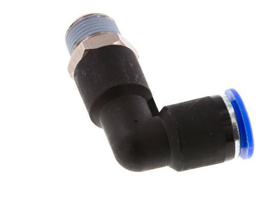 12mm x R3/8'' 90deg Elbow Push-in Fitting with Male Threads Brass/PA 66 NBR Long Body Rotatable [2 Pieces]