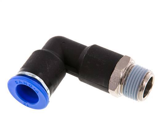 12mm x R3/8'' 90deg Winkel-Steckverschraubung mit Außengewinde Messing/PA 66 NBR langer Körper drehbar [2 Stück]