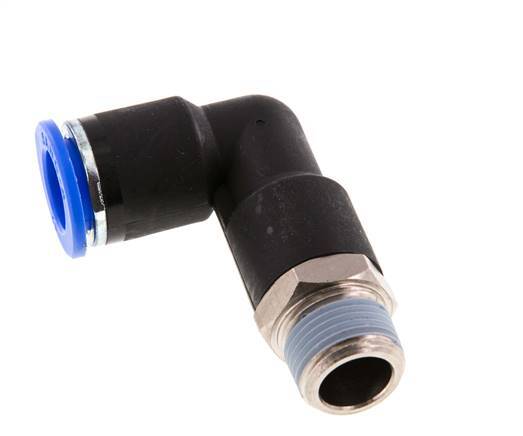 12mm x R3/8'' 90deg Winkel-Steckverschraubung mit Außengewinde Messing/PA 66 NBR langer Körper drehbar [2 Stück]