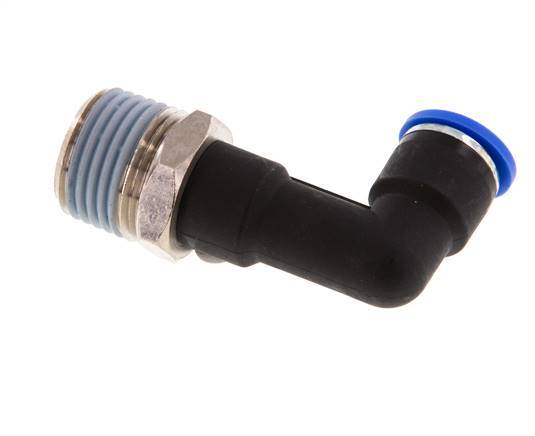 10mm x R1/2'' 90deg Winkel-Steckverschraubung mit Außengewinde Messing/PA 66 NBR langer Körper drehbar [2 Stück]