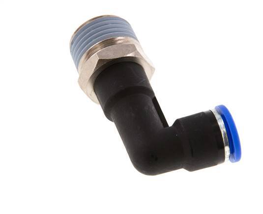 10mm x R1/2'' 90deg Winkel-Steckverschraubung mit Außengewinde Messing/PA 66 NBR langer Körper drehbar [2 Stück]
