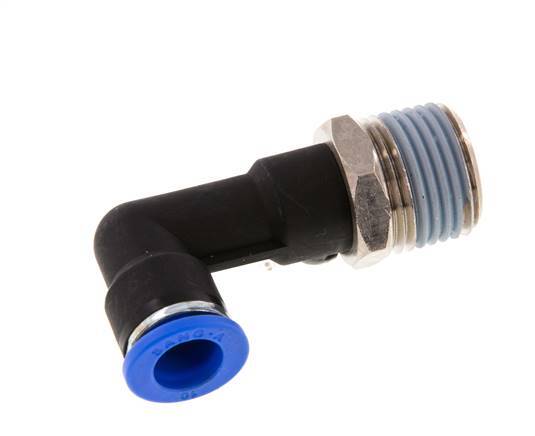 10mm x R1/2'' 90deg Winkel-Steckverschraubung mit Außengewinde Messing/PA 66 NBR langer Körper drehbar [2 Stück]