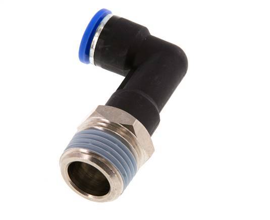 10mm x R1/2'' 90deg Winkel-Steckverschraubung mit Außengewinde Messing/PA 66 NBR langer Körper drehbar [2 Stück]