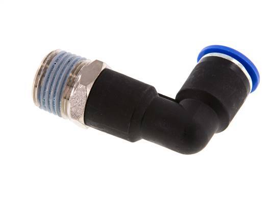 12mm x R1/2'' 90deg Elbow Push-in Fitting with Male Threads Brass/PA 66 NBR Long Body Rotatable [2 Pieces]