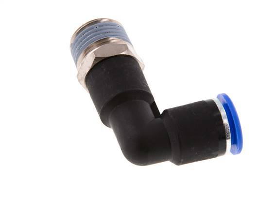 12mm x R1/2'' 90deg Elbow Push-in Fitting with Male Threads Brass/PA 66 NBR Long Body Rotatable [2 Pieces]