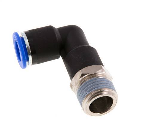 12mm x R1/2'' 90deg Winkel-Steckverschraubung mit Außengewinde Messing/PA 66 NBR Langer Körper drehbar [2 Stück]