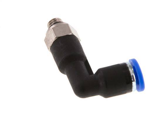 4mm x M 5 90Grad Winkel-Steckverschraubung mit Außengewinde Messing/PA 66 NBR Langer Körper drehbar [2 Stück]