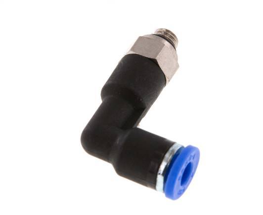 4mm x M 5 90Grad Winkel-Steckverschraubung mit Außengewinde Messing/PA 66 NBR Langer Körper drehbar [2 Stück]