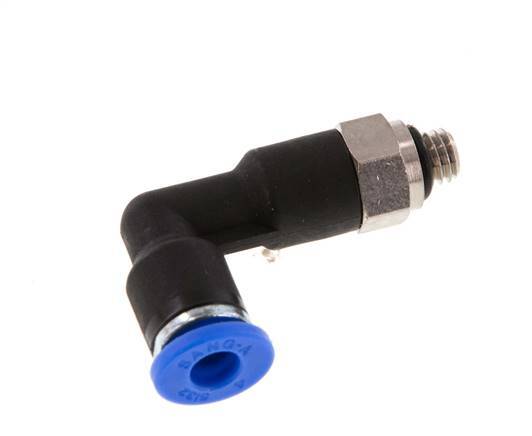 4mm x M 5 90Grad Winkel-Steckverschraubung mit Außengewinde Messing/PA 66 NBR Langer Körper drehbar [2 Stück]