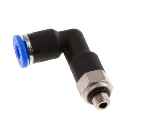 4mm x M 5 90Grad Winkel-Steckverschraubung mit Außengewinde Messing/PA 66 NBR Langer Körper drehbar [2 Stück]