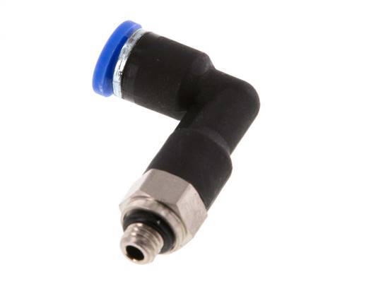 4mm x M 5 90Grad Winkel-Steckverschraubung mit Außengewinde Messing/PA 66 NBR Langer Körper drehbar [2 Stück]