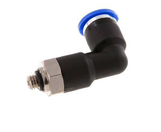 6mm x M 5 90° Winkel-Steckverschraubung mit Außengewinde Messing/PA 66 NBR Langer Körper drehbar [2 Stück]