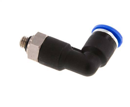 6mm x M 5 90deg Elbow Push-in Fitting with Male Threads Brass/PA 66 NBR Long Body Rotatable [2 Pieces]