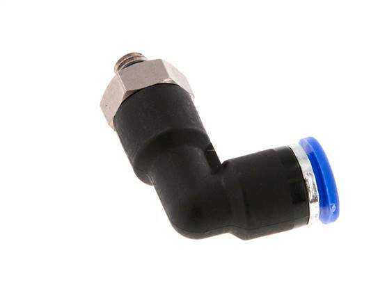 6mm x M 5 90° Winkel-Steckverschraubung mit Außengewinde Messing/PA 66 NBR Langer Körper drehbar [2 Stück]