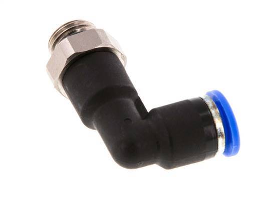 6mm x G1/8'' 90deg Elbow Push-in Fitting with Male Threads Brass/PA 66 NBR Long Body Rotatable [5 Pieces]