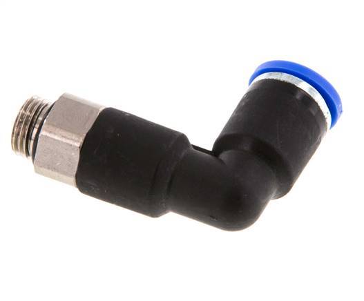 8mm x G1/8'' 90deg Winkel-Steckverschraubung mit Außengewinde Messing/PA 66 NBR Langer Körper drehbar [2 Stück]
