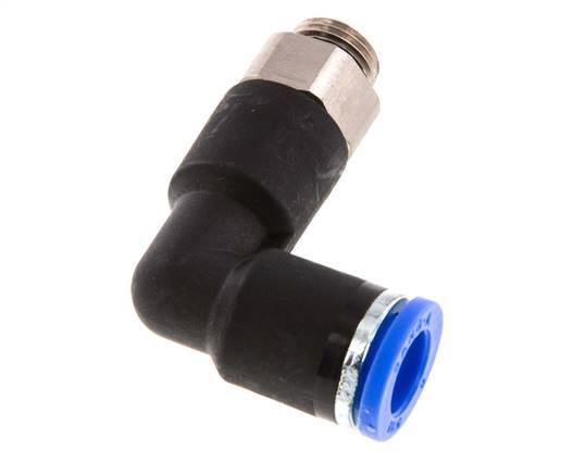 8mm x G1/8'' 90deg Winkel-Steckverschraubung mit Außengewinde Messing/PA 66 NBR Langer Körper drehbar [2 Stück]