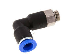 8mm x G1/8'' 90deg Winkel-Steckverschraubung mit Außengewinde Messing/PA 66 NBR Langer Körper drehbar [2 Stück]