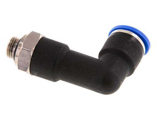 10mm x G1/8'' 90deg Winkel-Steckverschraubung mit Außengewinde Messing/PA 66 NBR langer Körper drehbar [2 Stück]