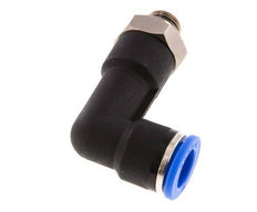 10mm x G1/8'' 90deg Winkel-Steckverschraubung mit Außengewinde Messing/PA 66 NBR langer Körper drehbar [2 Stück]