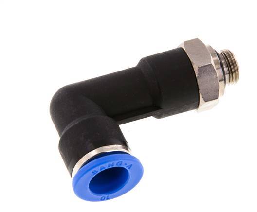 10mm x G1/8'' 90deg Winkel-Steckverschraubung mit Außengewinde Messing/PA 66 NBR langer Körper drehbar [2 Stück]