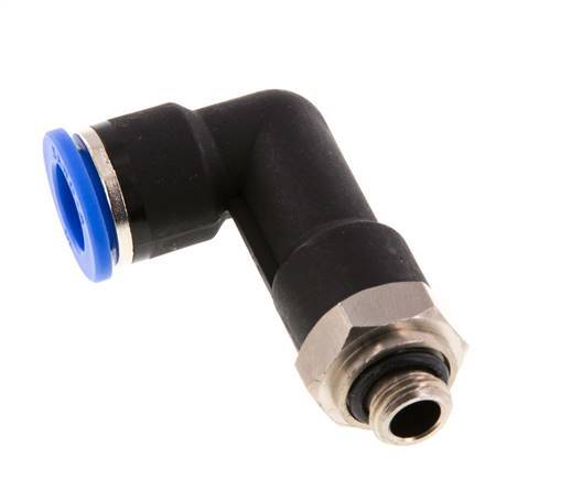 10mm x G1/8'' 90deg Winkel-Steckverschraubung mit Außengewinde Messing/PA 66 NBR langer Körper drehbar [2 Stück]