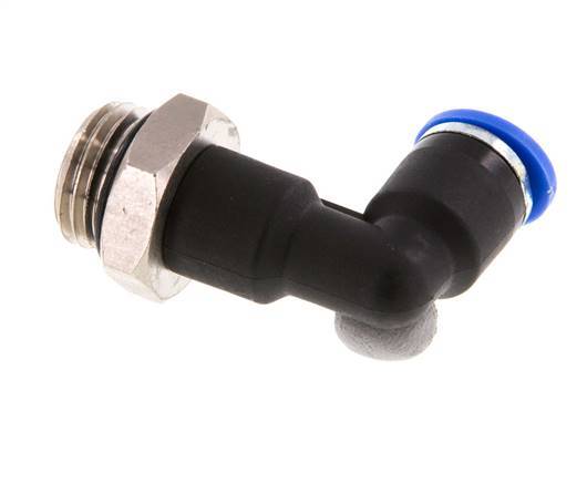 6mm x G1/4'' 90deg Elbow Push-in Fitting with Male Threads Brass/PA 66 NBR Long Body Rotatable [5 Pieces]