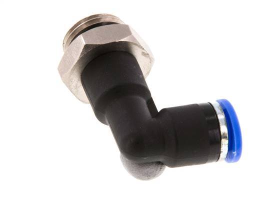 6mm x G1/4'' 90deg Elbow Push-in Fitting with Male Threads Brass/PA 66 NBR Long Body Rotatable [5 Pieces]