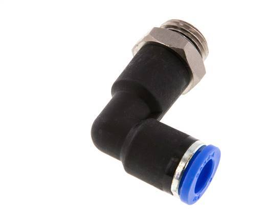 8mm x G1/4'' 90deg Winkel-Steckverschraubung mit Außengewinde Messing/PA 66 NBR langer Körper drehbar [2 Stück]