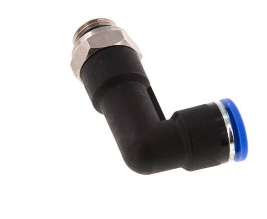 10mm x G1/4'' 90deg Winkel-Steckverschraubung mit Außengewinde Messing/PA 66 NBR langer Körper drehbar [2 Stück]
