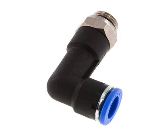 10mm x G1/4'' 90deg Winkel-Steckverschraubung mit Außengewinde Messing/PA 66 NBR langer Körper drehbar [2 Stück]