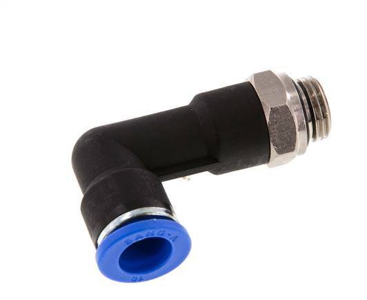 10mm x G1/4'' 90deg Winkel-Steckverschraubung mit Außengewinde Messing/PA 66 NBR langer Körper drehbar [2 Stück]