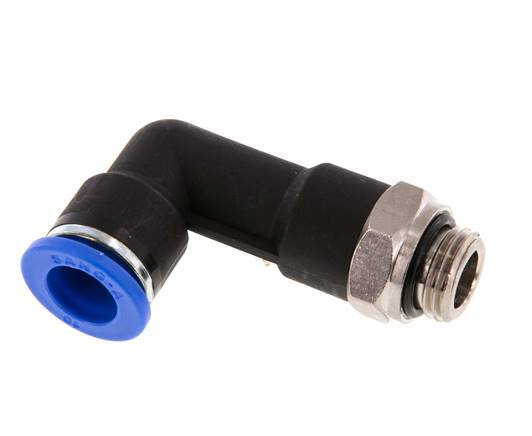 10mm x G1/4'' 90deg Winkel-Steckverschraubung mit Außengewinde Messing/PA 66 NBR langer Körper drehbar [2 Stück]