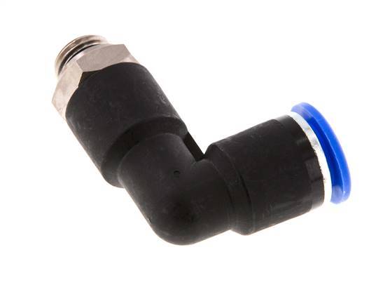 12mm x G1/4'' 90deg Elbow Push-in Fitting with Male Threads Brass/PA 66 NBR Long Body Rotatable [2 Pieces]