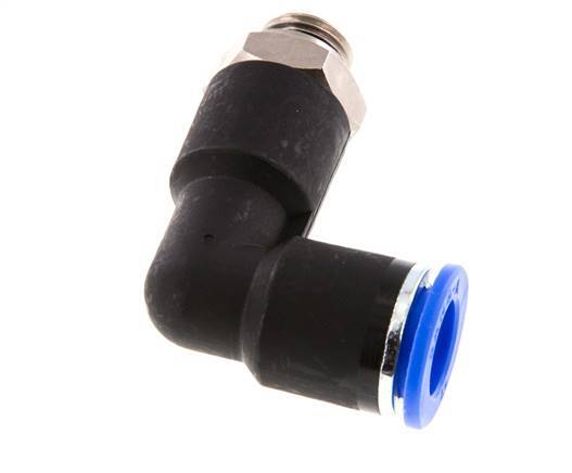 12mm x G1/4'' 90deg Elbow Push-in Fitting with Male Threads Brass/PA 66 NBR Long Body Rotatable [2 Pieces]