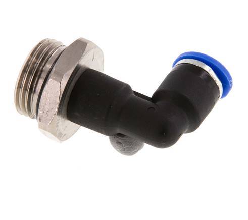 6mm x G3/8'' 90deg Elbow Push-in Fitting with Male Threads Brass/PA 66 NBR Long Body Rotatable [2 Pieces]