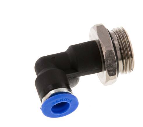 6mm x G3/8'' 90deg Elbow Push-in Fitting with Male Threads Brass/PA 66 NBR Long Body Rotatable [2 Pieces]