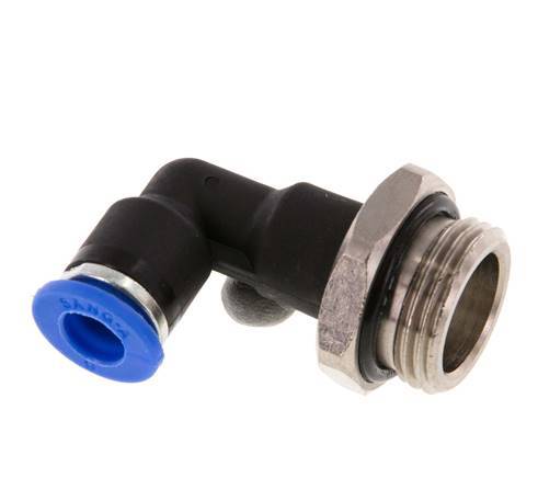 6mm x G3/8'' 90deg Winkel-Steckverschraubung mit Außengewinde Messing/PA 66 NBR langer Körper drehbar [2 Stück]