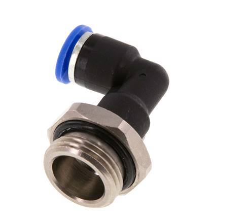 6mm x G3/8'' 90deg Winkel-Steckverschraubung mit Außengewinde Messing/PA 66 NBR langer Körper drehbar [2 Stück]