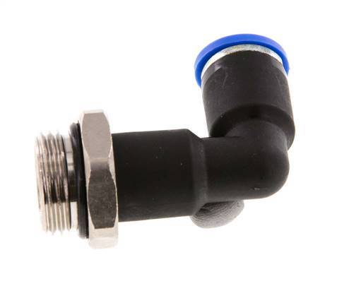 8mm x G3/8'' 90deg Winkel-Steckverschraubung mit Außengewinde Messing/PA 66 NBR langer Körper drehbar [2 Stück]