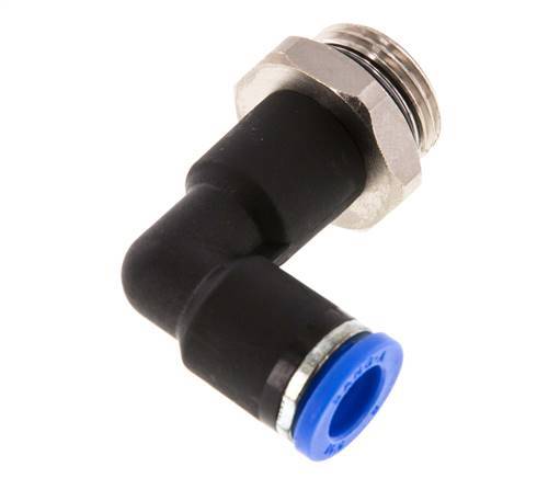 8mm x G3/8'' 90deg Winkel-Steckverschraubung mit Außengewinde Messing/PA 66 NBR langer Körper drehbar [2 Stück]