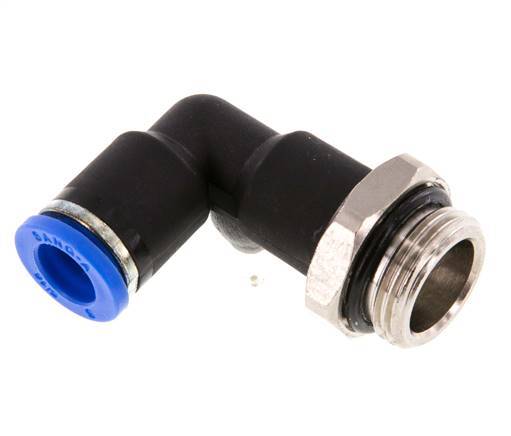 8mm x G3/8'' 90deg Winkel-Steckverschraubung mit Außengewinde Messing/PA 66 NBR langer Körper drehbar [2 Stück]