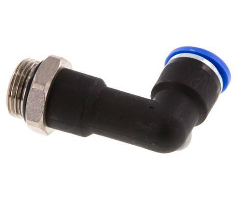 10mm x G3/8'' 90deg Winkel-Steckverschraubung mit Außengewinde Messing/PA 66 NBR langer Körper drehbar [2 Stück]