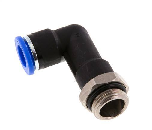 10mm x G3/8'' 90deg Winkel-Steckverschraubung mit Außengewinde Messing/PA 66 NBR langer Körper drehbar [2 Stück]