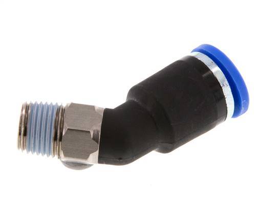 8mm x R1/8'' 45deg Winkel-Steckverschraubung mit Außengewinde Messing/PA 66 NBR [2 Stück]