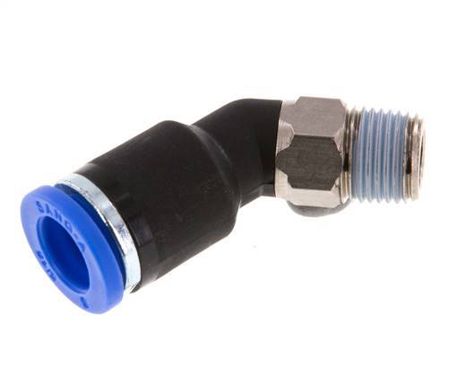 8mm x R1/8'' 45deg Winkel-Steckverschraubung mit Außengewinde Messing/PA 66 NBR [2 Stück]