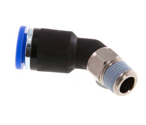 8mm x R1/8'' 45deg Winkel-Steckverschraubung mit Außengewinde Messing/PA 66 NBR [2 Stück]