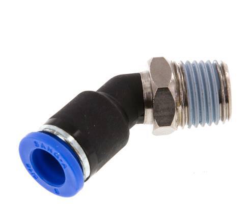 8mm x R1/4'' 45deg Winkel-Steckverschraubung mit Außengewinde Messing/PA 66 NBR [2 Stück]